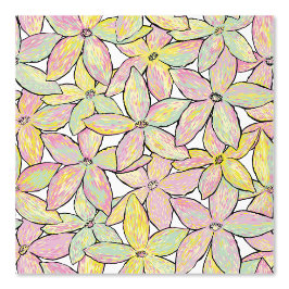 Moderne Blumen Kunstwerke in Rosa, Grün und Gelb. Tapete