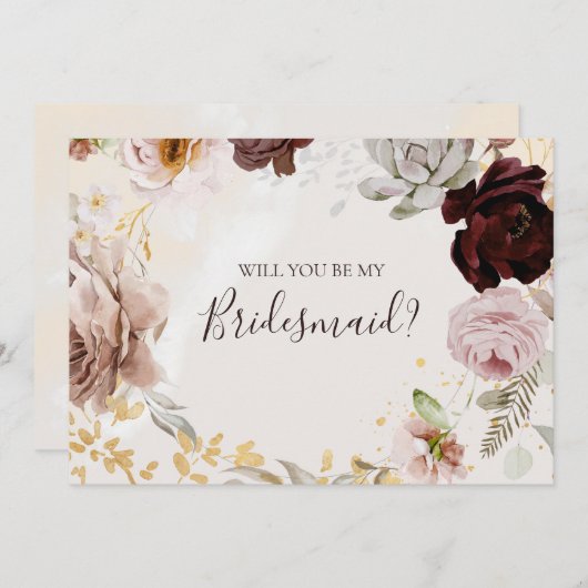 Moderne Blumen | Marbella Bridesmaid Vorschlagskar Einladung (Vorne/Hinten)