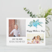 Moderne Blumen Muttertag blumengeschmücktes Foto Karte (Stehend Vorderseite)