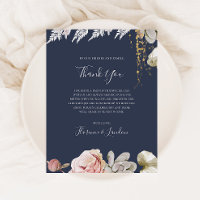 Moderne Blumen | Navy Dankeschön Empfang Card