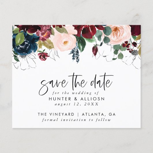 Moderne Blumen Rettete die Save the Date | Haushal Flyer (Vorne)