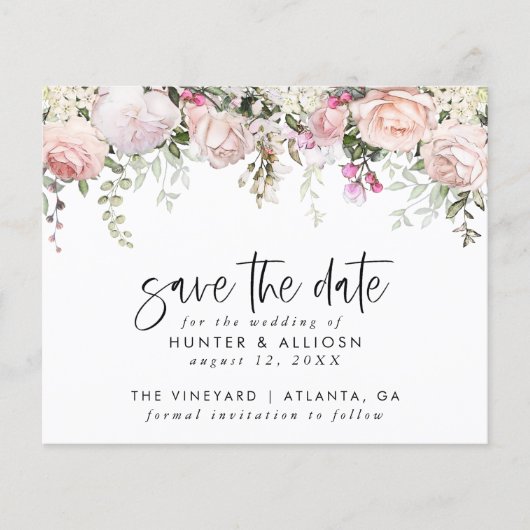 Moderne Blumen Rettete die Save the Date | Haushal Flyer (Vorne)