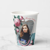 Moderne Blumen-Rosa-Rosen Stethoskop Abschluss Pappbecher (Vorderseite)