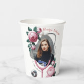 Moderne Blumen-Rosa-Rosen Stethoskop Abschluss Pappbecher (Rückseite)