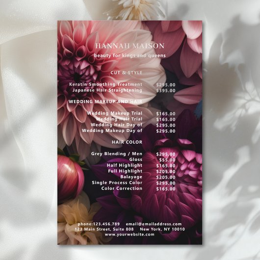 Moderne Blumen Salon Preisliste Flyer