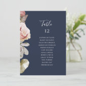 Moderne Blumen | Seekarte für Navy-Tischnummer (Stehend Vorderseite)