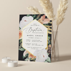 Moderne Blumen Taufe Boho Blooms Folieneinladung