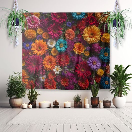 Moderne Blumen-Wandteppich-Kulisse Wandteppich