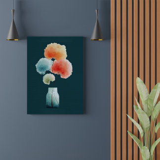 Moderne Blumen | Wasserfarben-Hortensien (40,6 cm Leinwanddruck