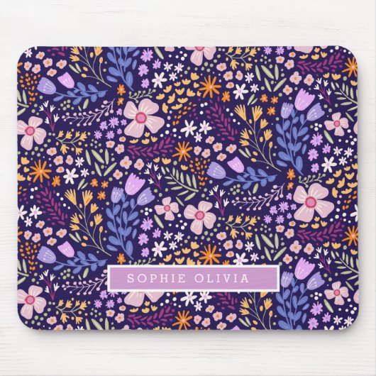 Moderne Blumen-Wildblumen Girly Elegant Stylisch Mousepad (Vorne)