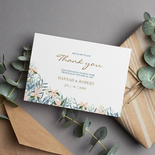 Moderne Blumen-Wildblumengarten-Hochzeit Danke 