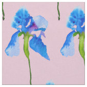 Moderne BlumenAquarellkunst der blauen Iris Stoff (Nahaufnahme)