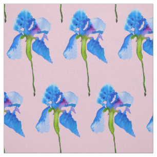 Moderne BlumenAquarellkunst der blauen Iris Stoff
