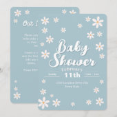 Moderne Blumenbaby-Dusche - Blue Daisy Custom Einladung (Vorne/Hinten)