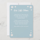 Moderne Blumenbaby-Dusche - Blue Daisy Custom Einladung (Rückseite)