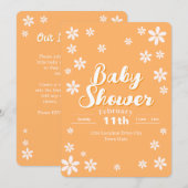 Moderne Blumenbaby-Dusche - Orange Daisy Custom Einladung (Vorne/Hinten)