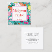 Moderne Blumenbearbeitung Quadratische Visitenkarte (Vorne/Hinten)