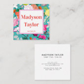 Moderne Blumenbearbeitung Quadratische Visitenkarte (Vorne/Hinten)