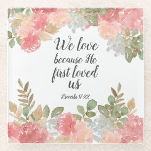 Moderne Blumenbibel 1 John 4:19 Glasuntersetzer