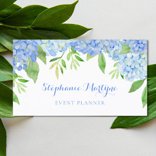 Moderne Blumenblauer Hydrangea Foliage Wasserfarbe Visitenkarte