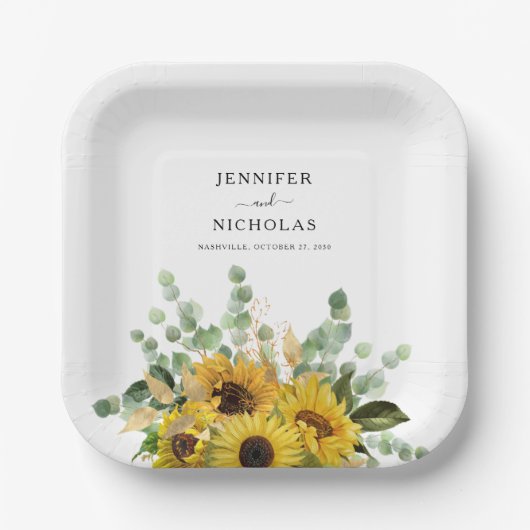 Moderne Blumenblume Hochzeit von Napkins Pappteller (Vorderseite)