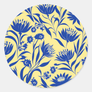 Moderne Blumenblume in Gelb Runder Aufkleber