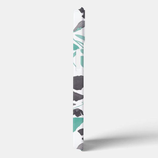 Moderne Blumenblüten Grau Aquamarines Muster Ca Case-Mate iPhone Hülle (Rückseite / Rechts)