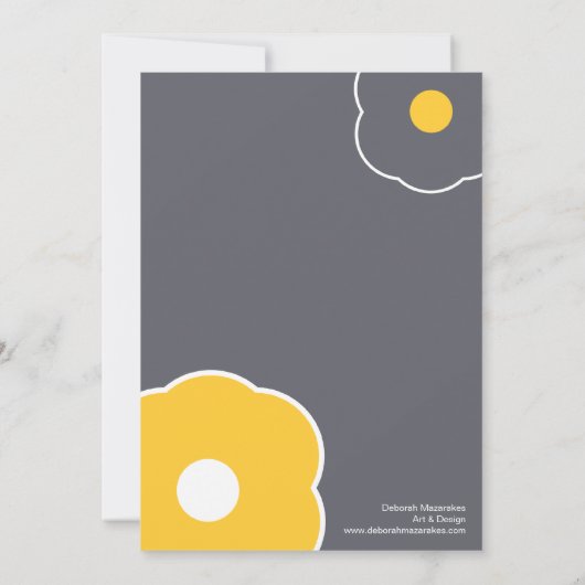 Moderne Blumenbraun-Dusche Einladung Gelb/Grau (Rückseite)