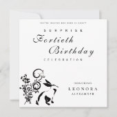 Moderne Blumenbunny Jegliche Überraschung Geburtst Einladung (Vorderseite)