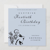 Moderne Blumenbunny Jegliche Überraschung Geburtst Einladung (Vorderseite)