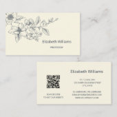 Moderne Blumencreme Magnolia | QR-Code Visitenkarte (Vorne/Hinten)