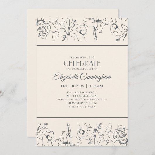 Moderne Blumendenkmäler-Feier Einladung (Vorne/Hinten)