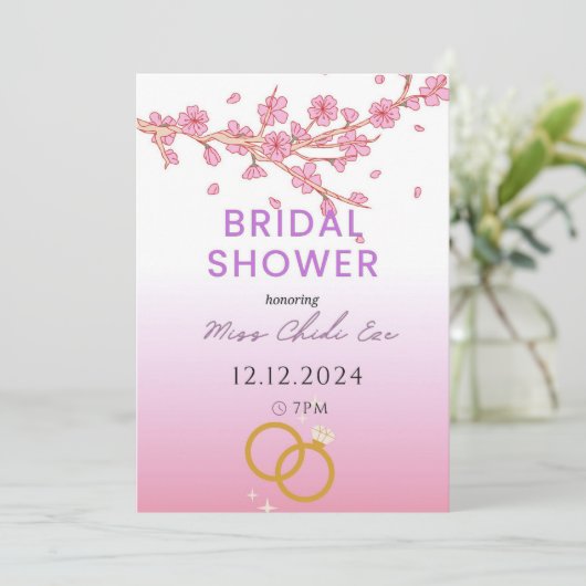 Moderne Blumendusche Einladung (Stehend Vorderseite)