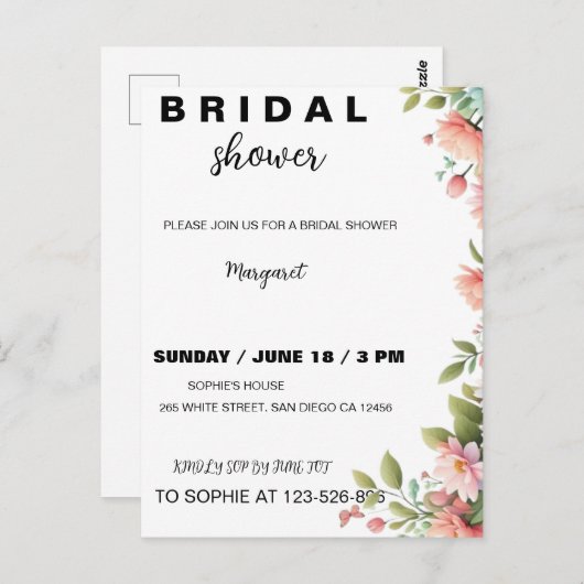 Moderne Blumendusche Postkarte (Vorne/Hinten)