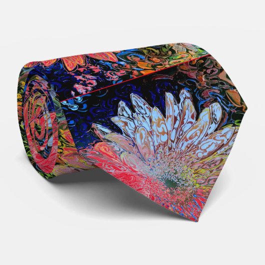 Moderne, blumenfarbene Aquarellbinde Krawatte (Gerollt)