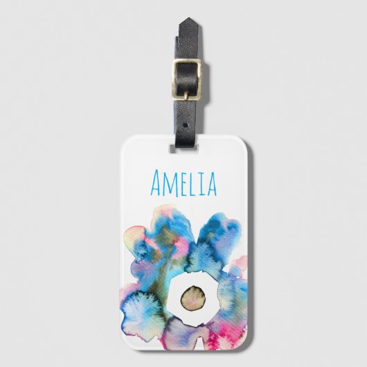 Moderne, blumenfarbene Aquarellfarben, handgezeich Gepäckanhänger (Vorderseite Vertikal)