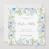 Moderne, blumenfarbene Hochzeit im Landstil Einladung (Vorderseite)