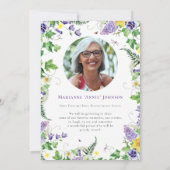 Moderne Blumenfeier zur Beerdigung des Lebens Einladung (Rückseite)