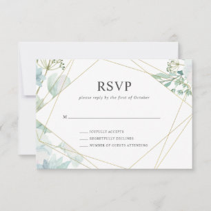 Moderne Blumengärten Geometrische Hochzeit Gold RSVP Karte