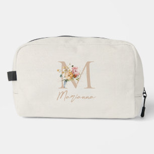 Moderne Blumengebinde-Monogramm Waschbeutel