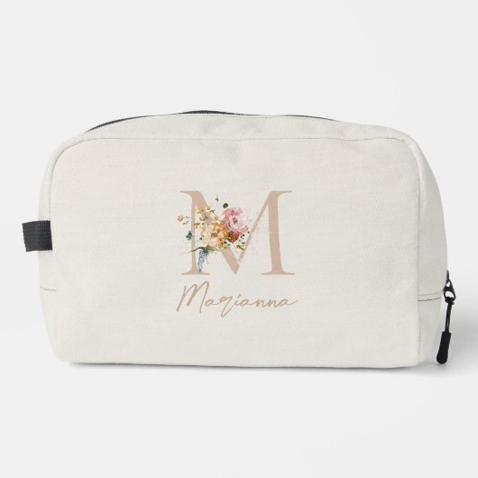 Moderne Blumengebinde-Monogramm Waschbeutel (Vorderseite)