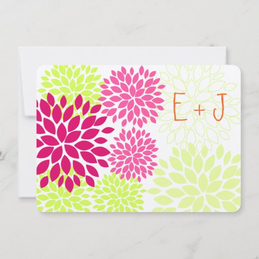 Moderne blumengeschichtliche Hochzeitseinladungen Einladung (Rückseite)