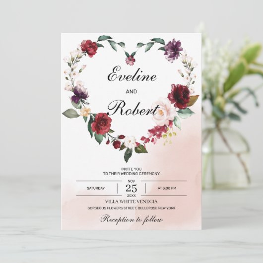 Moderne, blumengeschmückte Blume Einladung (Stehend Vorderseite)