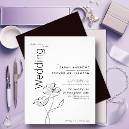 Moderne blumengeschmückte Dusty Pflaume Hochzeitse Flyer