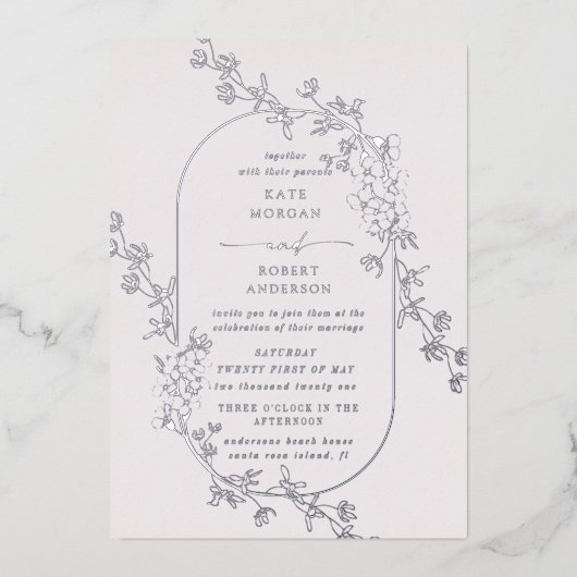 Moderne blumengeschmückte Einladung (Vorderseite)