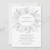 Moderne blumengeschmückte Einladung zur Hochzeit (Vorderseite)