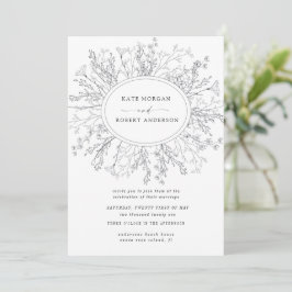 Moderne blumengeschmückte Einladung zur Hochzeit