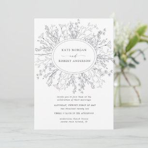 Moderne blumengeschmückte Einladung zur Hochzeit