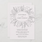 Moderne blumengeschmückte Einladung zur Hochzeit (Vorne/Hinten)