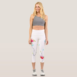 Moderne, blumengeschmückte, künstlerische und farb capri leggings